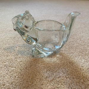 Avon Clear Glass Squirrel Holding a Nut Votive Holder Vintage